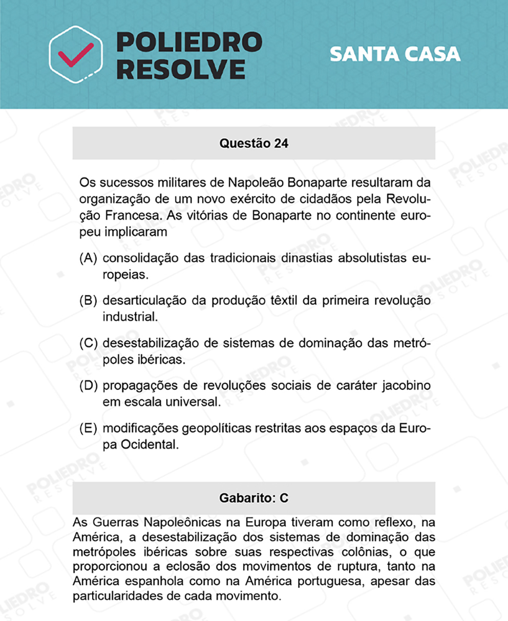 Questão 24 - 1º Dia - SANTA CASA 2022