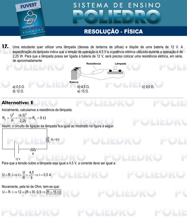 Questão 17 - 1ª Fase - FUVEST 2008