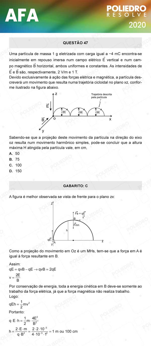 Questão 47 - Prova Modelo C - AFA 2020