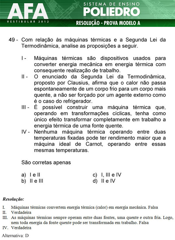 Questão 49 - Prova Modelo A - AFA 2012