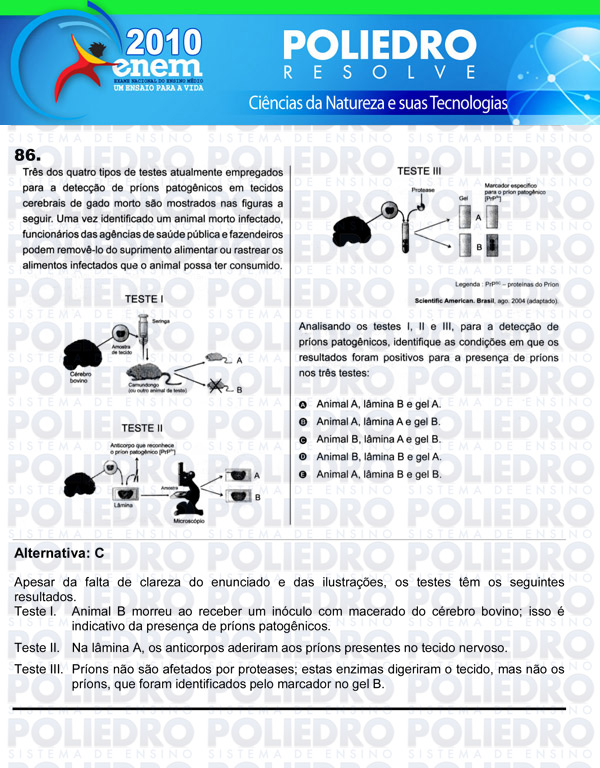 Questão 86 - Sábado (Prova azul) - ENEM 2010