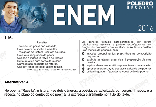 Questão 116 - 2º dia (PROVA CINZA) - ENEM 2016