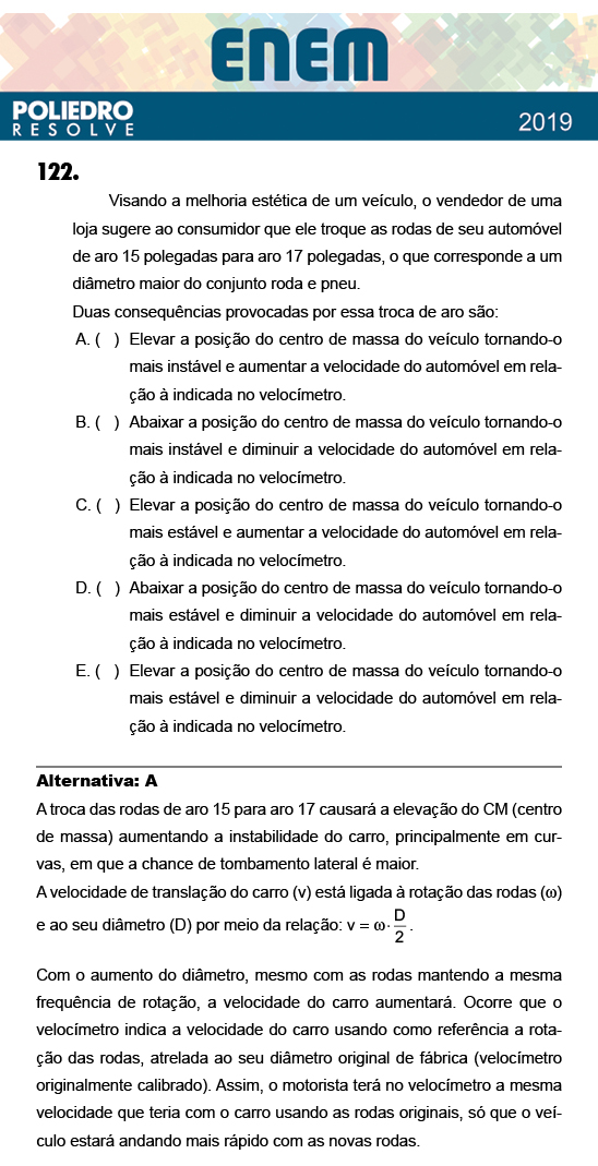 Questão 122 - 2º Dia - Prova AZUL - ENEM 2018