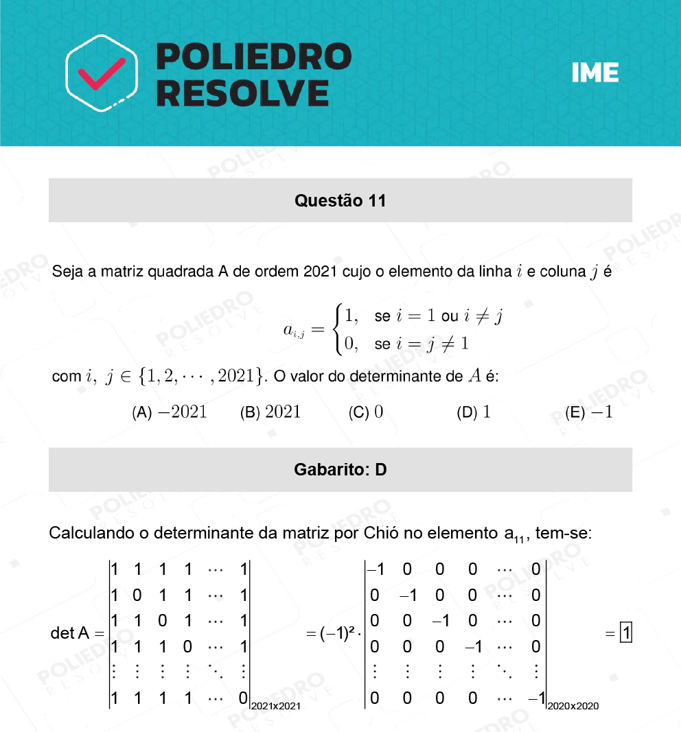 Questão 11 - 1ª Fase - IME 2022