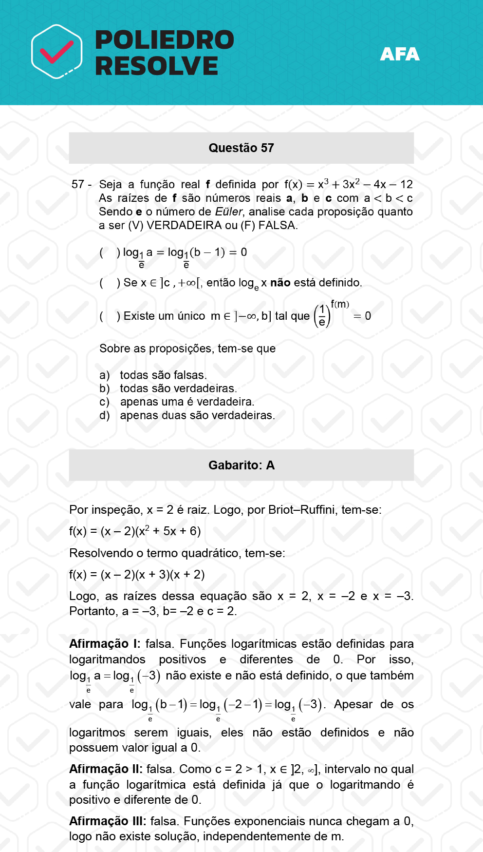 Questão 57 - Prova Modelo A - AFA 2023