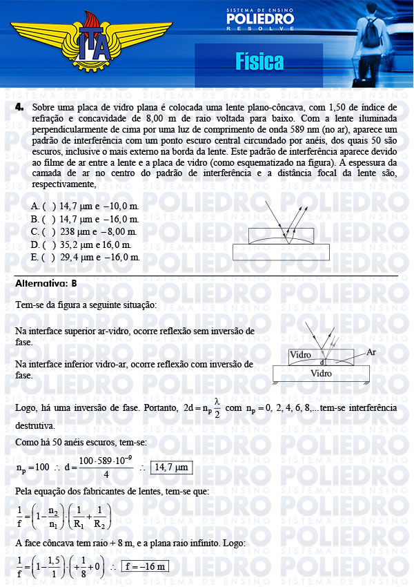 Questão 4 - Física - ITA 2014