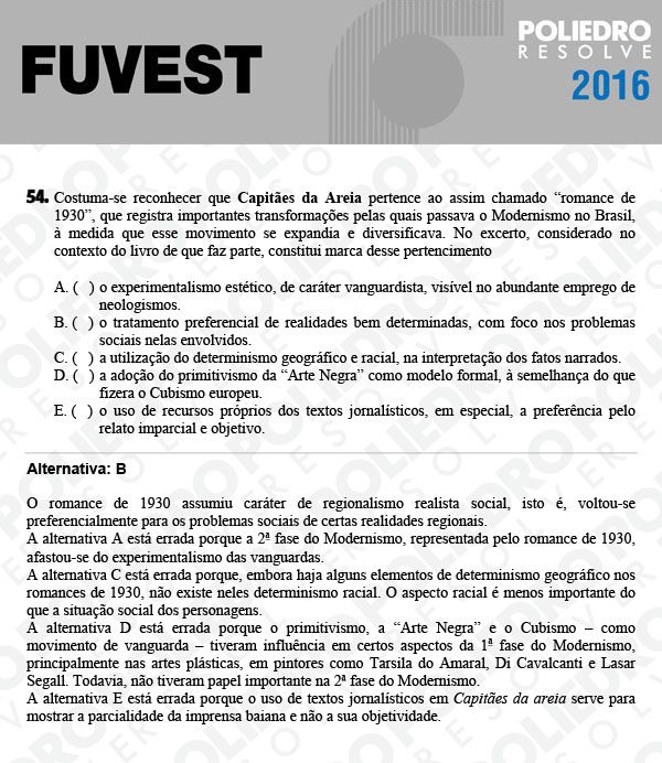 Questão 54 - 1ª Fase - FUVEST 2016