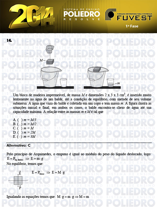 Questão 14 - 1ª Fase - FUVEST 2014