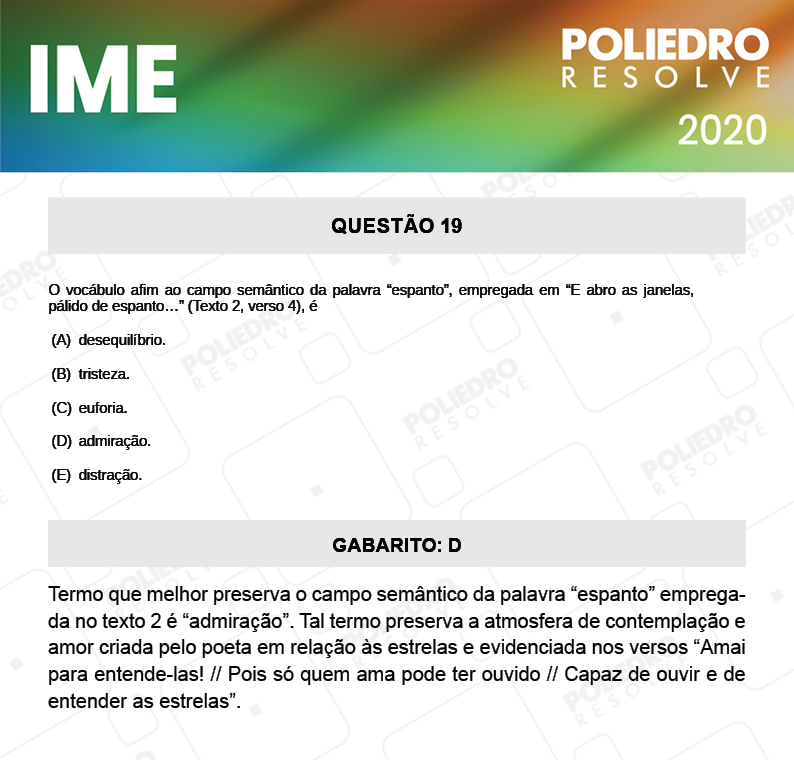 Questão 19 - 2ª Fase - Português/Inglês - IME 2020