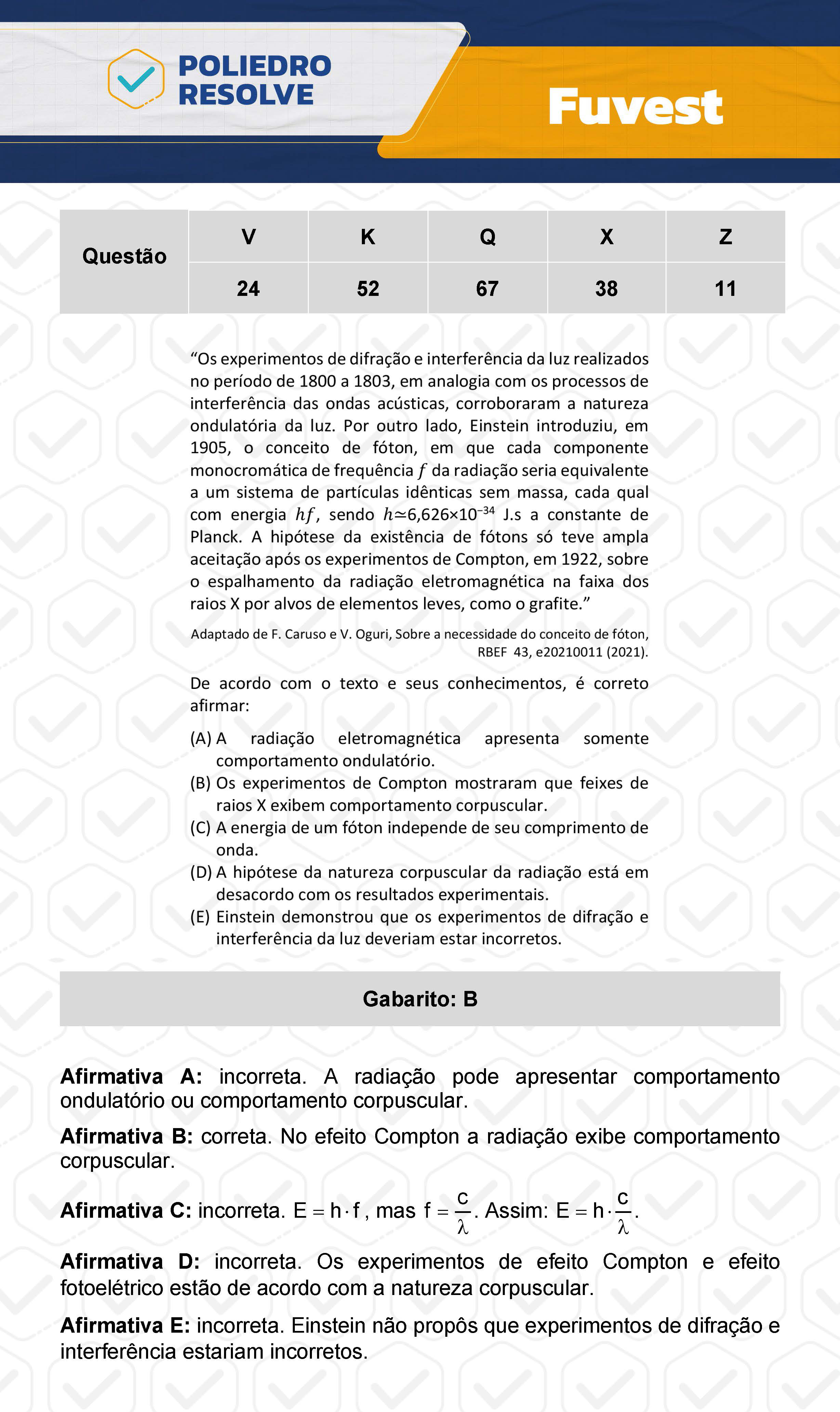 Questão 24 - 1ª Fase  - Prova V - FUVEST 2024