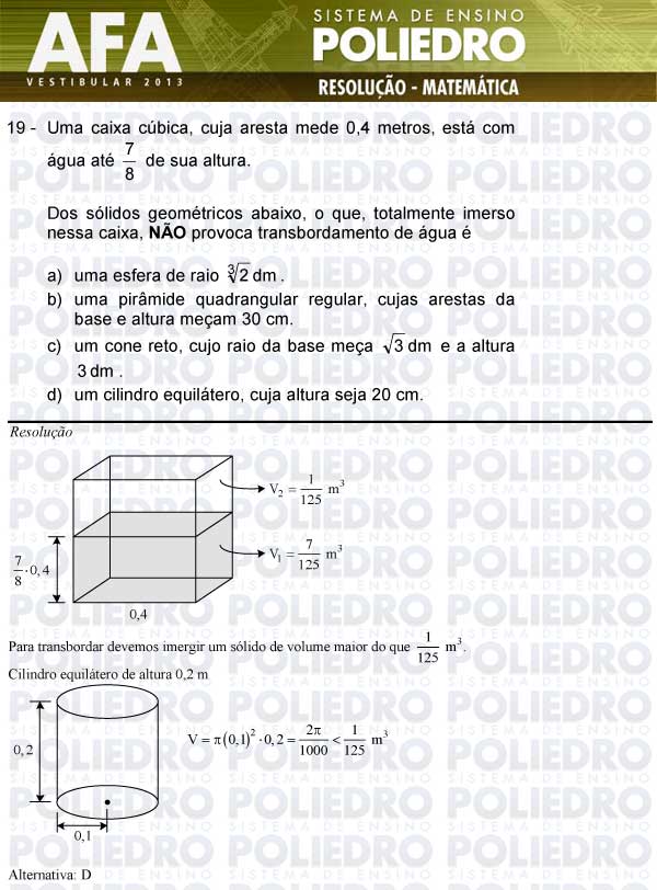 Questão 19 - Prova Modelo A - AFA 2013