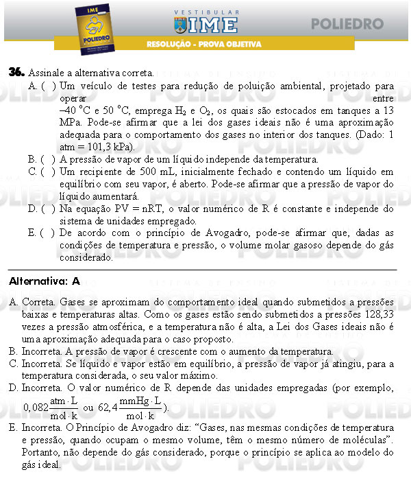 Questão 36 - Objetiva - IME 2009