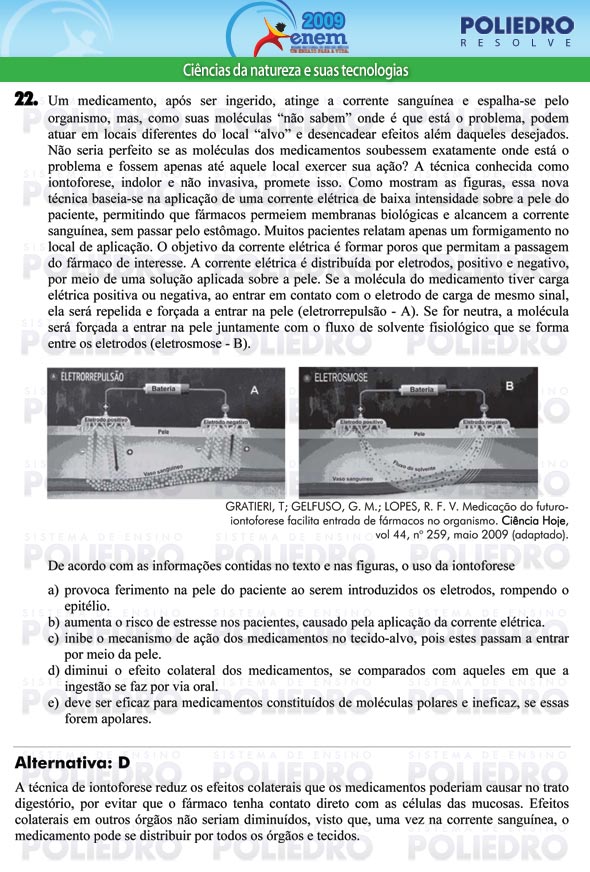 Questão 22 - Prova - ENEM 2009