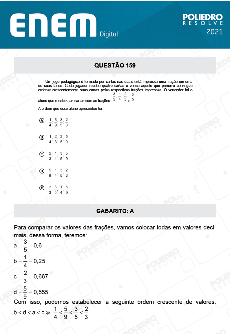 Questão 159 - 2º Dia - Prova Azul - ENEM DIGITAL 2020