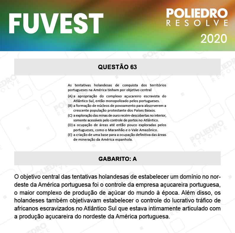 Questão 63 - 1ª Fase - Prova V - FUVEST 2020