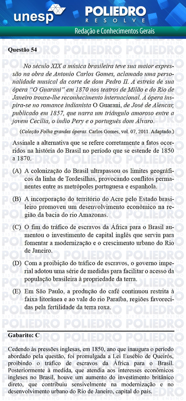 Questão 54 - 1ª Fase - UNESP 2012