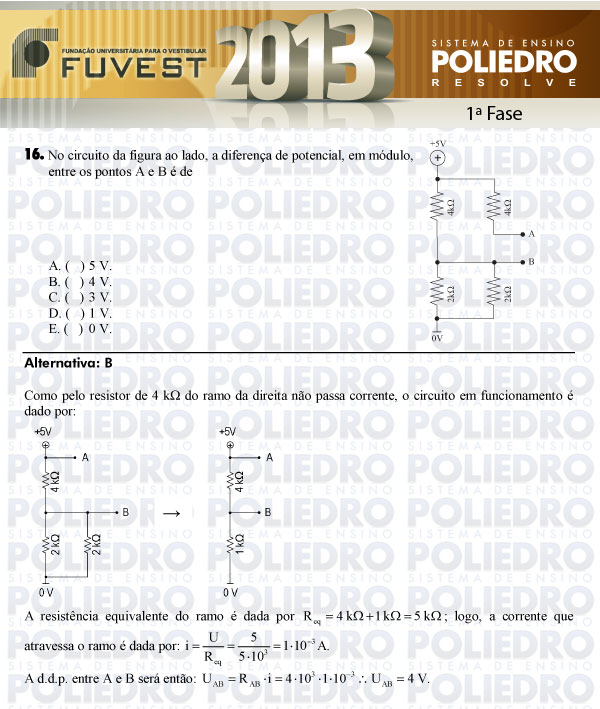 Questão 16 - 1ª Fase - FUVEST 2013