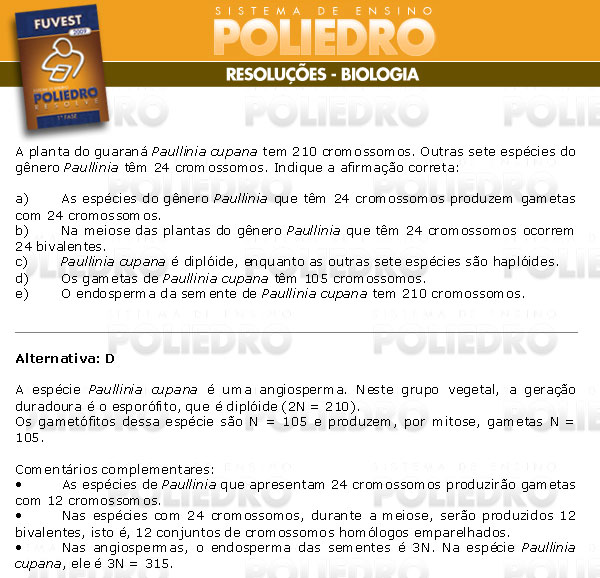 Questão 52 - 1ª Fase - FUVEST 2009