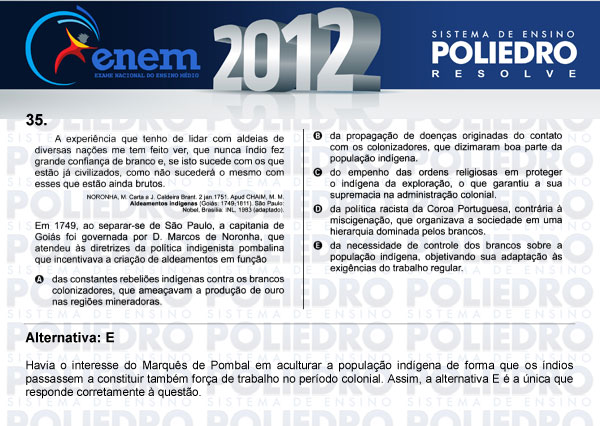 Questão 35 - Sábado (Prova azul) - ENEM 2012