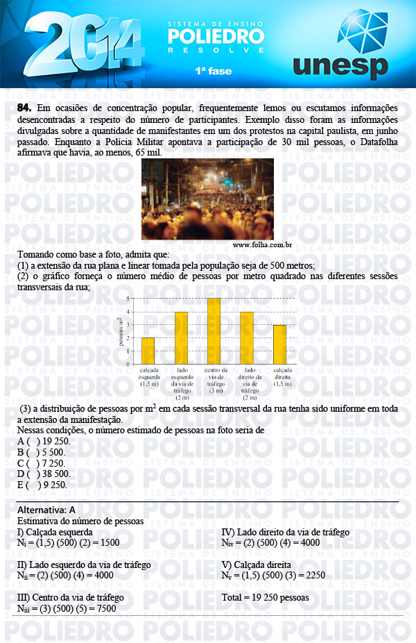 Questão 84 - 1ª Fase - UNESP 2014