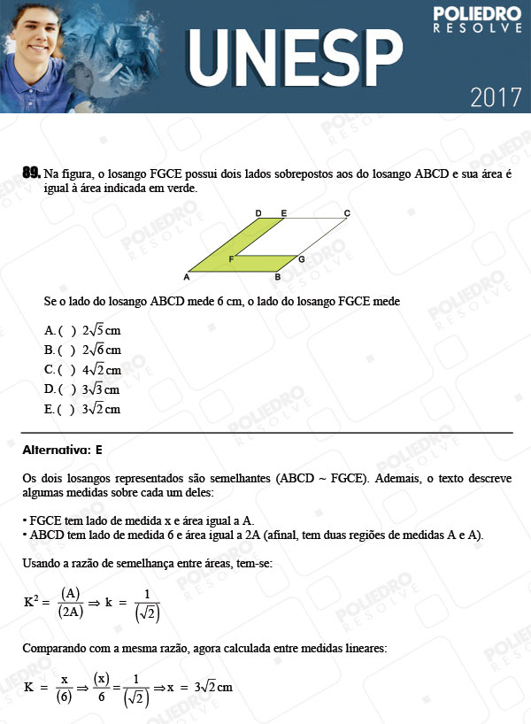 Questão 89 - 1ª Fase - UNESP 2017