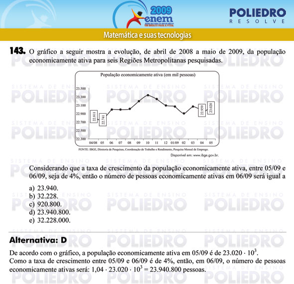 Questão 143 - Prova - ENEM 2009