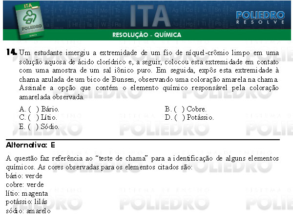 Questão 14 - Química - ITA 2009