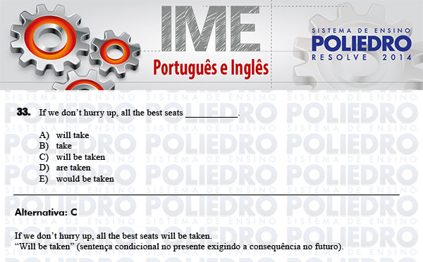 Questão 33 - Português e Inglês - IME 2014