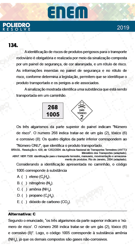 Questão 134 - 2º Dia - Prova CINZA - ENEM 2018