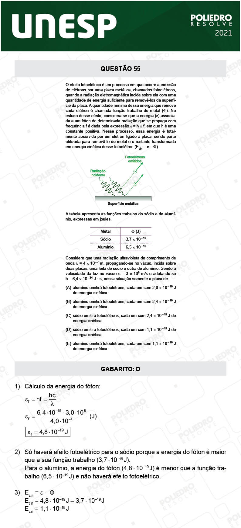 Questão 55 - 2ª Fase - UNESP 2021