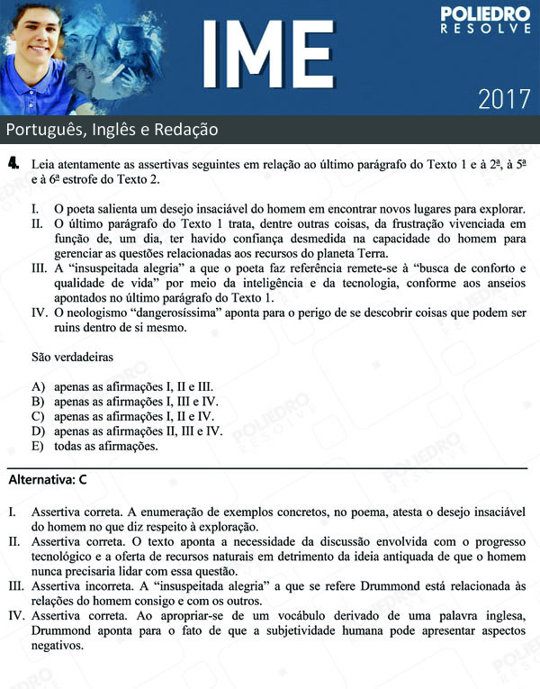 Questão 4 - Português e Inglês - IME 2017