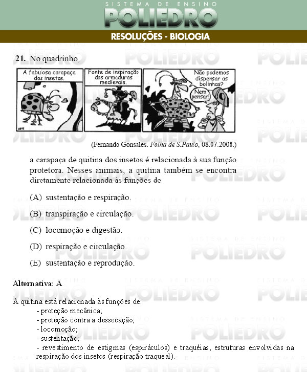 Questão 21 - Conhecimentos Gerais - UNIFESP 2009