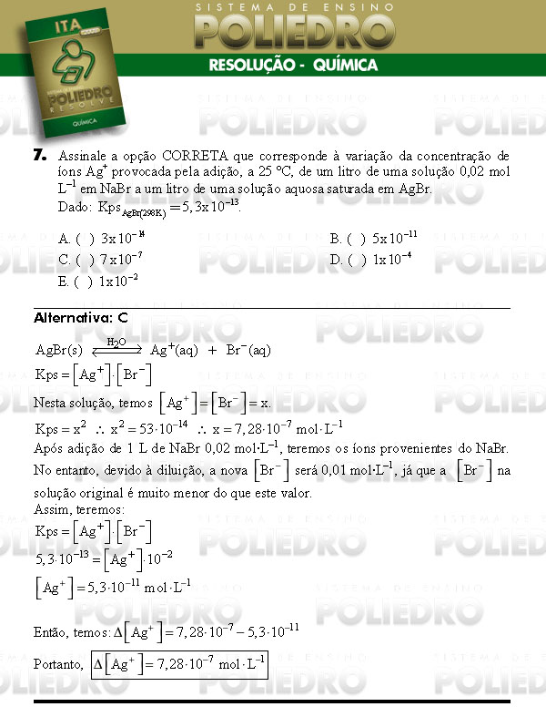 Questão 7 - Química - ITA 2008