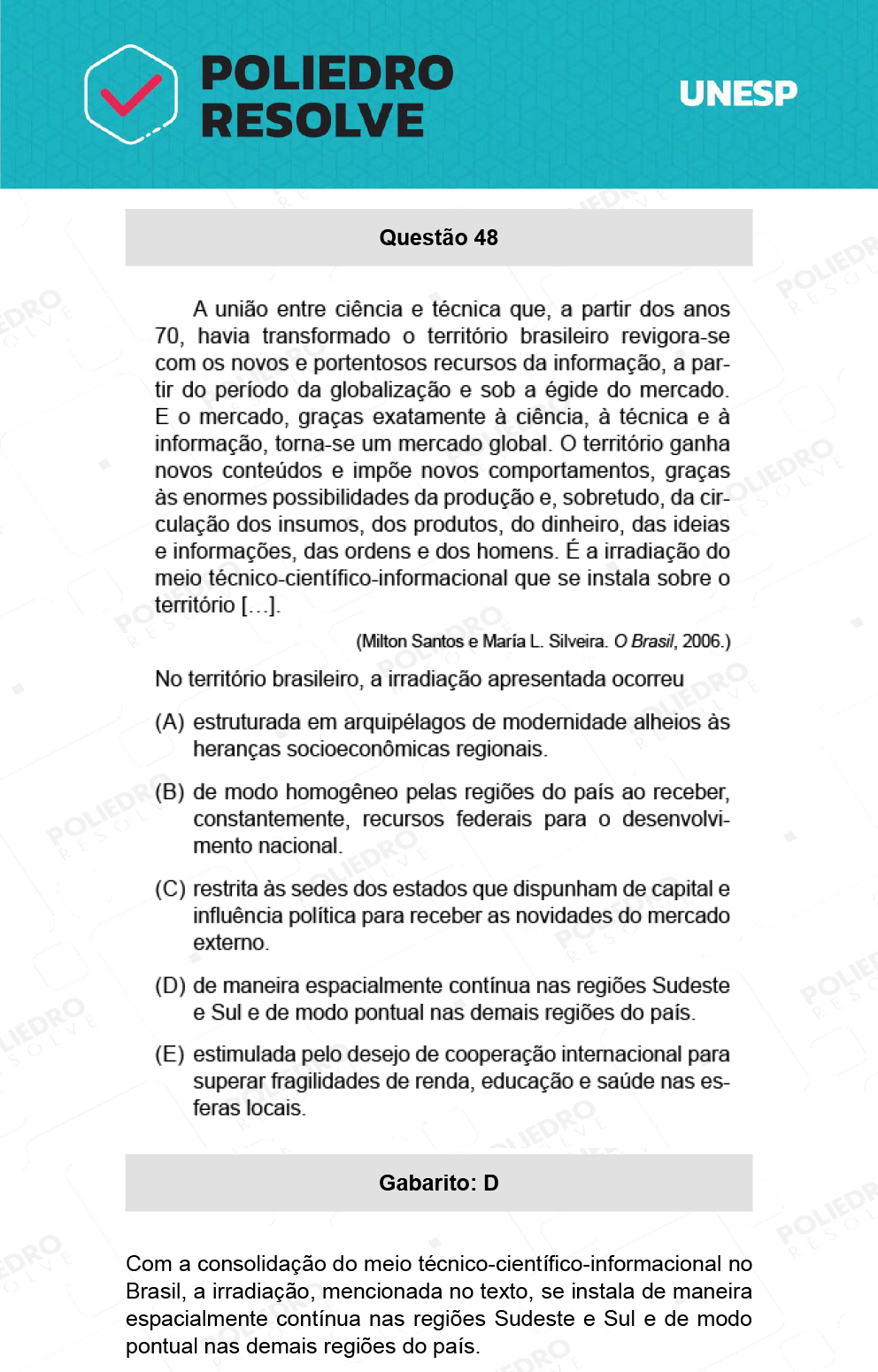 Questão 48 - 1ª Fase - Ext / Hum - UNESP 2022