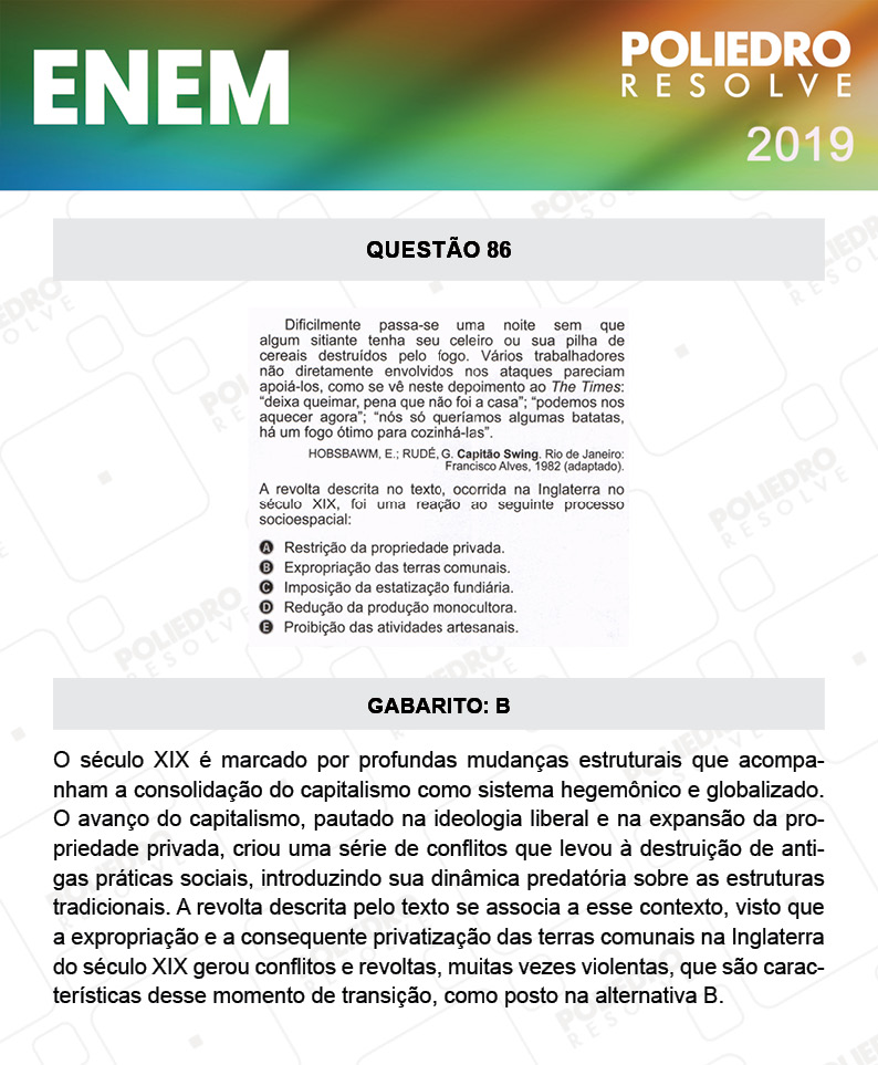 Questão 86 - 1º DIA - PROVA ROSA - ENEM 2019