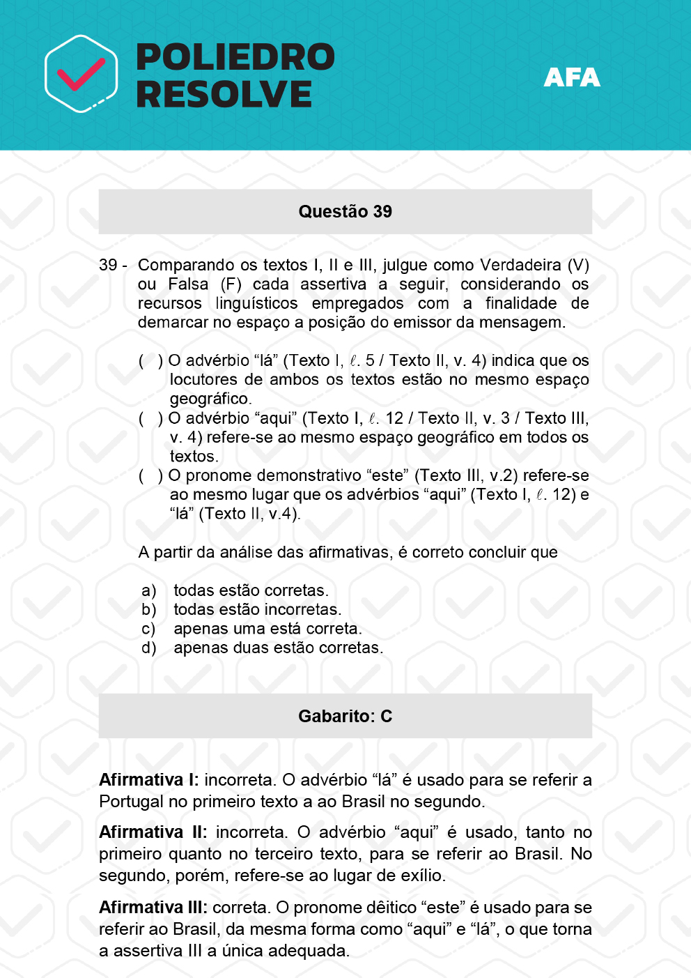 Questão 39 - Prova Modelo A - AFA 2023