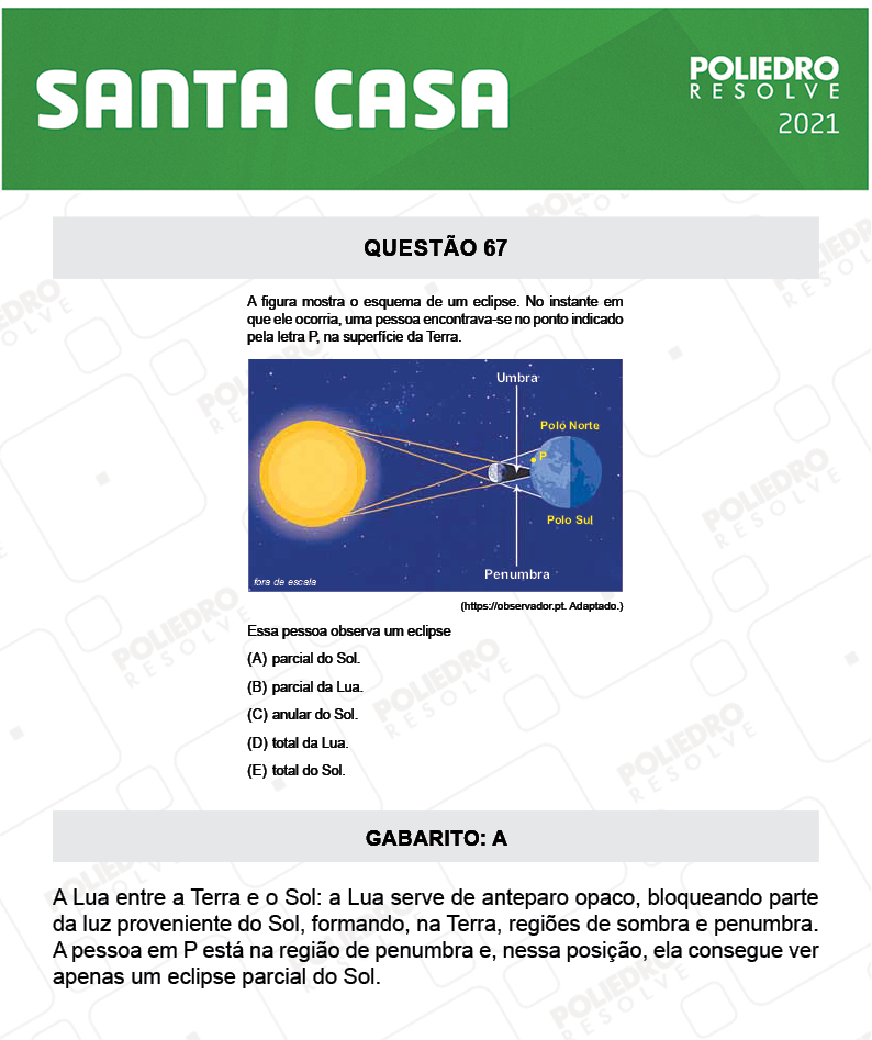 Questão 67 - 1º Dia - SANTA CASA 2021