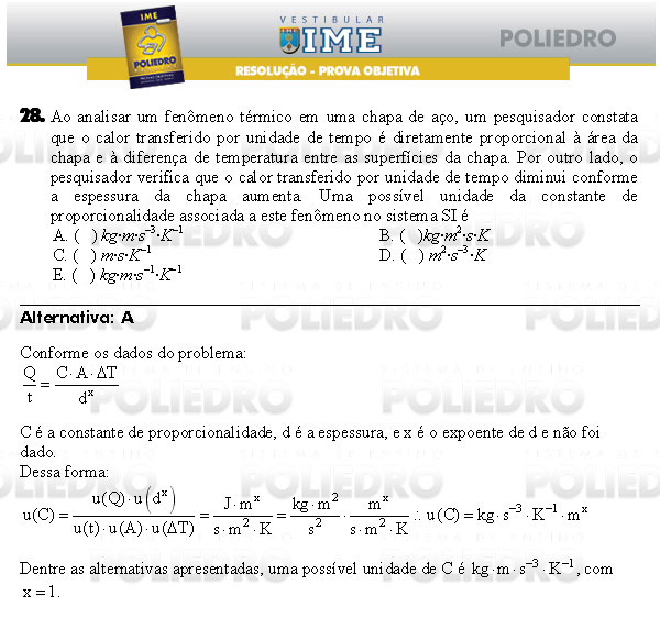 Questão 28 - Objetiva - IME 2009