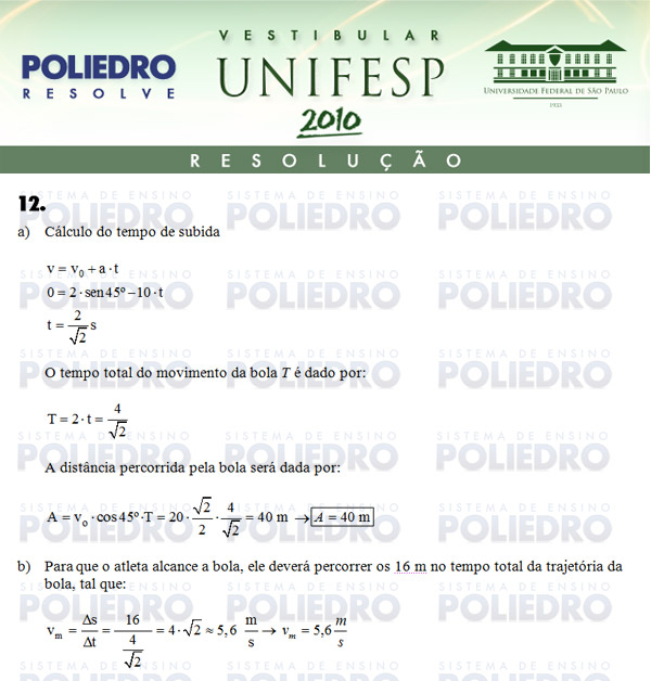 Dissertação 12 - Conhecimentos Específicos - UNIFESP 2010