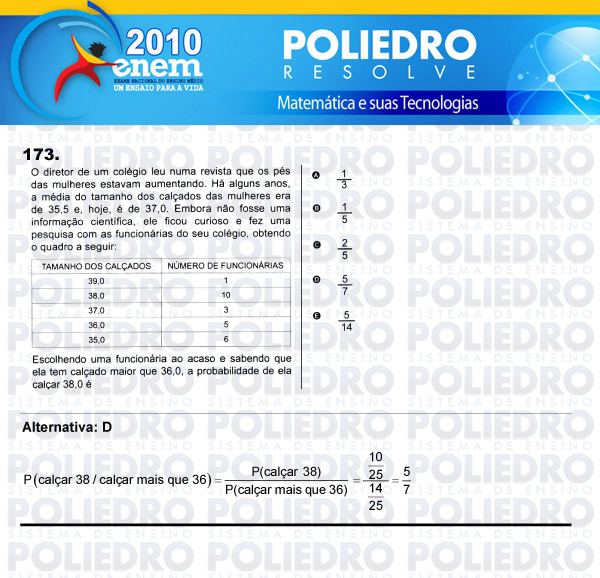 Questão 173 - Domingo (Prova rosa) - ENEM 2010