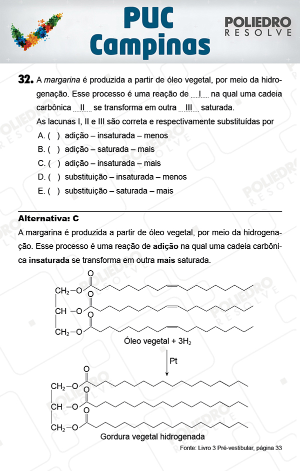 Questão 32 - 1ª Fase - Prova Verde - PUC-Campinas 2018