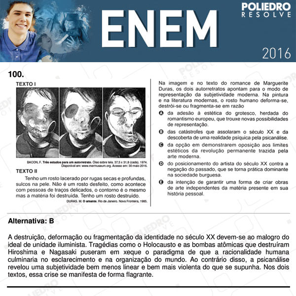 Questão 100 - 2º dia (PROVA CINZA) - ENEM 2016