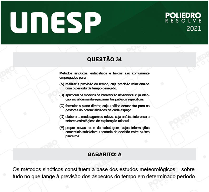 Questão 34 - 2ª Fase - UNESP 2021