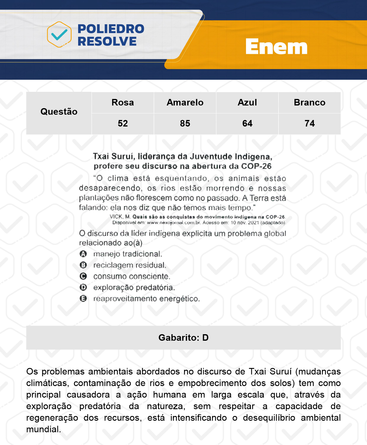 Questão 85 - Dia 1 - Prova Amarela - Enem 2023