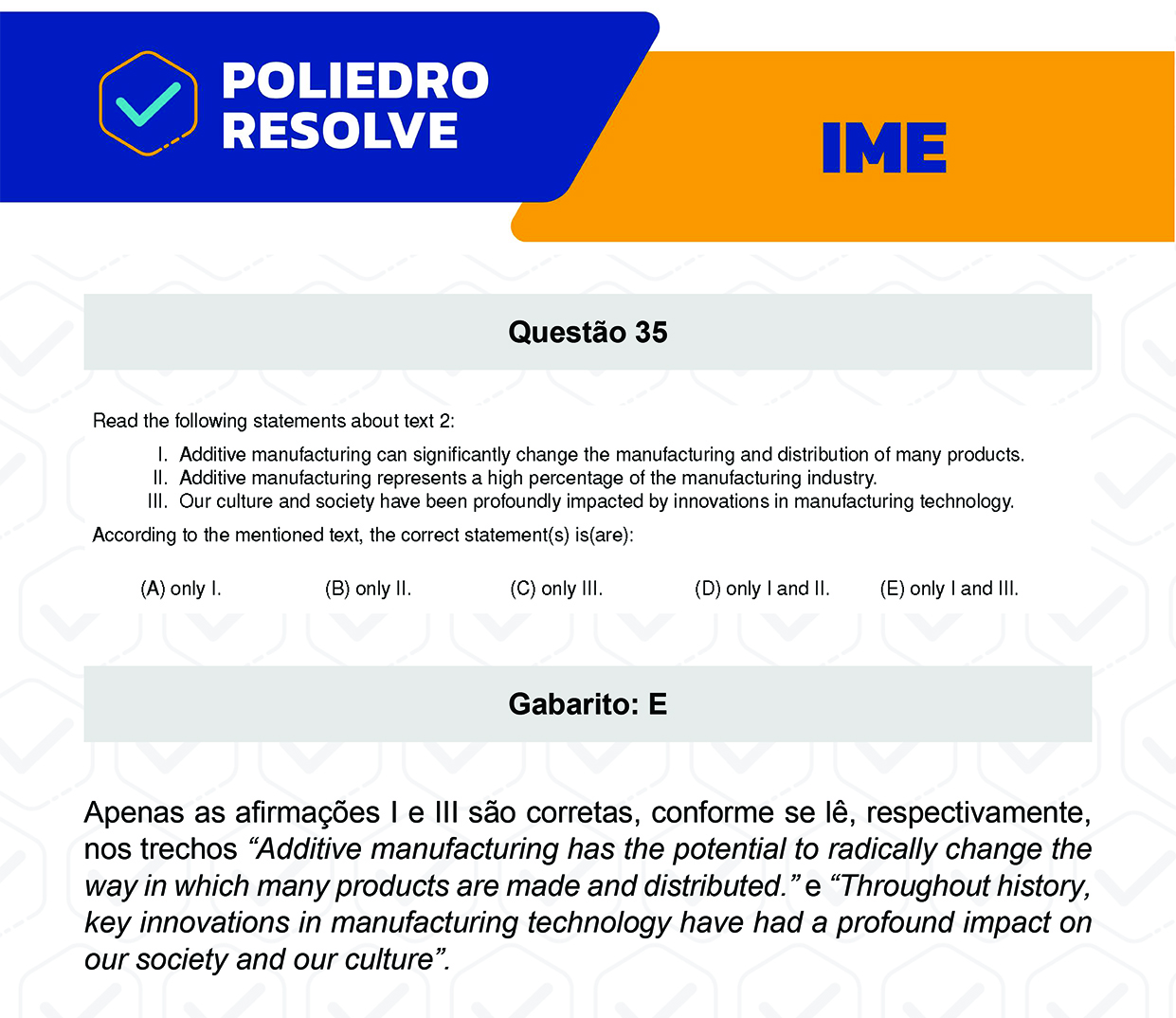 Questão 35 - 2ª Fase - Português/Inglês - IME 2023