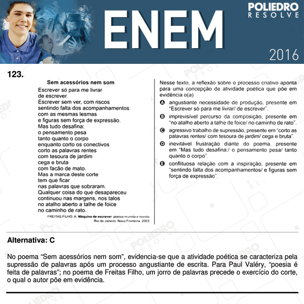 Questão 123 - 2º dia (PROVA CINZA) - ENEM 2016