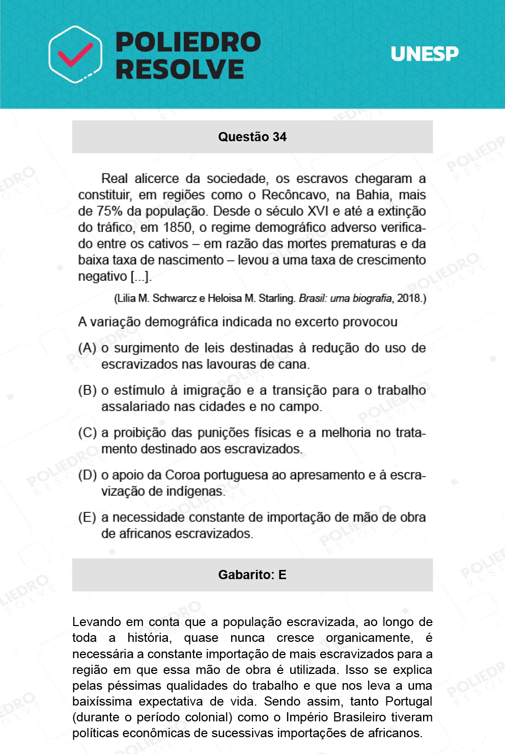 Questão 34 - 1ª Fase - Ext / Hum - UNESP 2022