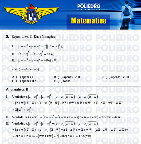 Questão 5 - Matemática - ITA 2014