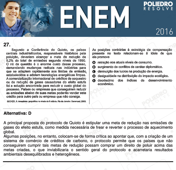 Questão 27 - 1º Dia (PROVA ROSA) - ENEM 2016