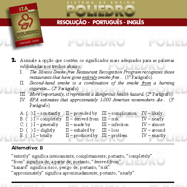 Questão 2 - Português e Inglês - ITA 2008